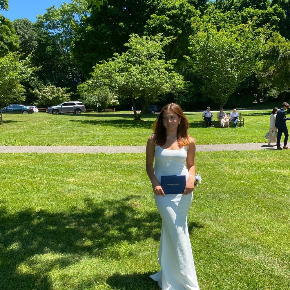 White long dress with bow on the back